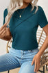 Modern Asymmetric Panel Geometric Seamed Short Sleeve Top